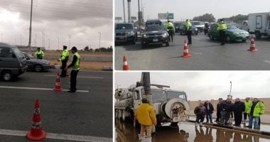 مرور القليوبية: لا توجد حوادث بالطرق وجارى شفط مياه الأمطار