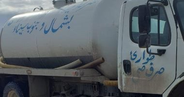 صور.. مياه شمال سيناء تواصل رفع تراكمات الأمطار من الشوارع