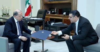 رئيس لبنان يستقبل السفير المصرى فى بيروت ويتسلم رسالة من الرئيس السيسى