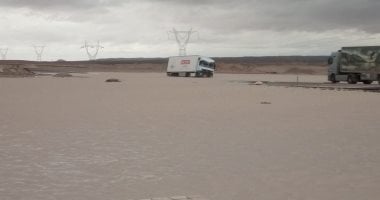 صور.. استمرار تدفق مياه السيول بشمال سيناء لليوم الثالث