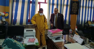 صور.. تطهير ديوان مديرية التربية والتعليم فى القليوبية والمدارس ضد كورونا