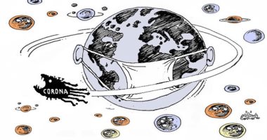كاريكاتير صحيفة عمانية.. كورونا يلتهم الكرة الأرضية