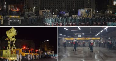 القوات المسلحة تطهر وتعقم مجمع التحرير والميادين والشوارع الرئيسية