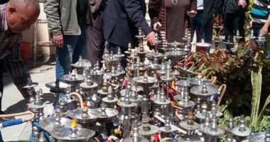 صور.. إعدام كميات كبيرة من أدوات الشيشة وتطهير 23 منشأة حكومية بالإسكندرية 