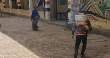 "بكلور وملح".. حملة تعقيم وتطهير  قريه قصر نصر الدين بالغربية 
