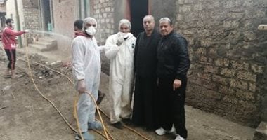 صور.. تطهير قرية كفر عامر ورضوان بالقليوبية لمكافحة فيروس كورونا
