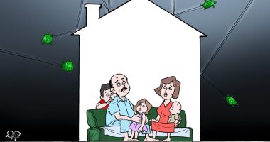    "بيتك حمايتك من كورونا " .. كاريكاتير "اليوم السابع "  