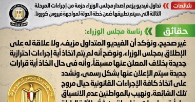 الحكومة: الفيديو المتداول لإجراءات المرحلة الثالثة لمواجهة كورونا مزيف 