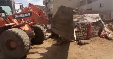 صور.. إزالة تعديات على أراض زراعية ومصادر 5 أطنان أسمنت وخلاطتين بكفر الشيخ