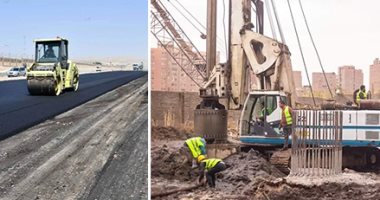 صور.. الطريق الدائرى والأوسطى يصنعان طفرة مرورية لحركة السيارات.. البدء بأعمال توسعة دائرى المنيب اتجاه المريوطية لـ7 حارات بالاتجاهين.. قرب إنهاء كوبرى حلوان _ البدرشين العلوى.. وتركيب علامات إرشادية