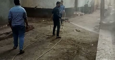 شباب قرية البيضا بالبحيرة يطهرون الشوارع لمواجهة فيروس كورونا