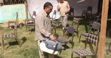 صور.. تطهير وتعقيم مقرات صرف المعاشات فى المنيا للوقاية من "كورونا"