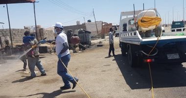 مجلس مدينة نخل بسيناء يواصل حملات تعقيم الشوارع