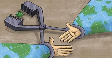 كاريكاتير صحيفة إماراتية لـ"العالم".. اتحدوا للقضاء على كورونا