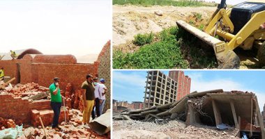 صور.. حملات رادعة للمعتدين على الأراضى فى 10 محافظات .. تنفيذ 1000 قرار إزالة وهدم فندق سياحى بأسوان وتعديات الزراعة 2108 فدان بالمنيا .. و1450 فدان بالوادى الجديد ومطروح.. وتفعيل وحدة التدخل السريع بالاسكندرية