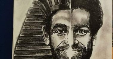 صلاح وتامر حسنى وسمعة.. لوحات تبرز موهبة أحمد عصام فى الرسم
