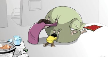كاريكاتير صحيفة سعودية يحذر من تناول الطعام بكيمات كبيرة على الإفطار