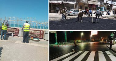 صور.. كيف استغلت الإسكندرية ساعات الحظر وإغلاق الشواطئ؟.. تجميل وتخطيط طريق الكورنيش وإعادة تأهيل مزلقانات الترام المتهالكة.. انتهاء توسعة طريق مطروح الصحراوى ورفع كفاءة الطريق الزراعى بتكلفة 18 مليون جنيه