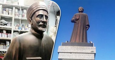 صور.. حكاية تمثال شيخ الأزهر الإمام المراغى فى سوهاج.. نحات قبطى صنعه فى 180 يوما بـ150 ألف جنيه لتخليد ذكراه.. الحفيد: طلبنا من المدينة تمثالا لتكريمه فردوا: مافيش غير معدات.. والعائلة تقيمه على نفقتها الخاصة