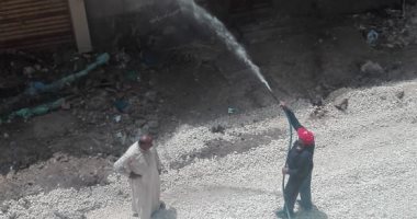 تطهير شوارع عزبة الباشا بالمحلة بعد ظهور حالات إصابة كورونا بها