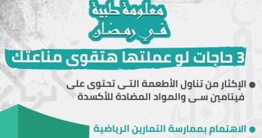 إنفو جراف.. معلومة طبية رمضانية.. 3  حاجات لو عملتها هتقوى مناعتك