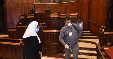 تعقيم و تطهير قاعات البرلمان استعدادا لجلسات الأحد المقبل..صور