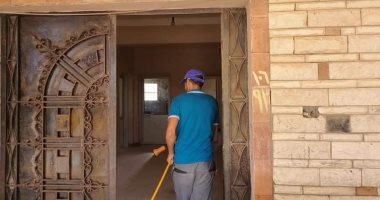 صور.. حملة رش وتعقيم لمركز شباب السلام بشمال سيناء