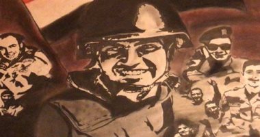 يوسف يبدع فى الرسم ويهدى لوحة إلى أرواح شهداء كمين البرث