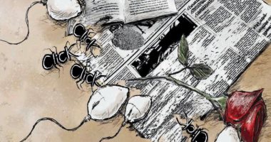 كاريكاتير صحيفة سعودية.. الصحافة الورقية تواجه الاندثار تحت سطوة التكنولوجيا