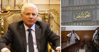  لحظة تاريخية فى أرشيف المحاكم المصرية.. عودة العمل بالمحاكم بعد توقف دام شهرا ونصف بسبب تفشى وباء كورونا.. و 7 إجراءات احترازية مع العودة تدريجيا.. ورئيس محكمة النقض يتفقد أول أيام العمل