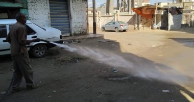 صور.. تطهير قرية الجابرية بالمحلة بعد وفاة أول حالة إصابة بكورونا بالقرية