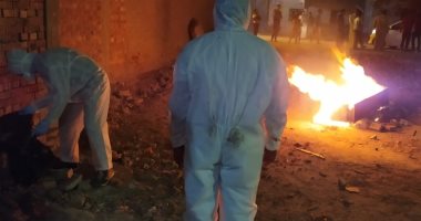 حرق نعش متوفى بكورونا بعد دفنه بمقابر قرية الجابرية بالمحلة