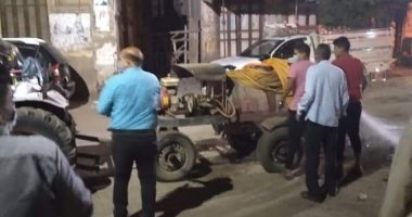 فض سوق سنباط بزفتى وتطهيره عقب ظهور حالة اشتباه بفيروس كورونا.. صور
