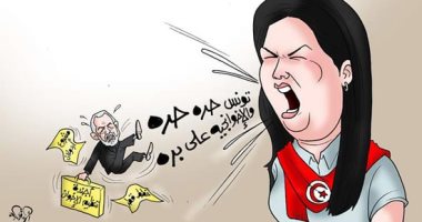 كاريكاتير.. المواجهة الجريئة للنائبة التونسية عبير موسى مع الغنوشى