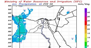 التنبؤ بالفيضان فى وزارة الرى ينشر خرائط سقوط الأمطار على مصر حتى الأحد
