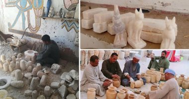 فنون تراثية فى قلب الأقصر.. صناعة الألباستر والتحف المقلدة ورثها أبناء "القرنة" عن أجدادهم الفراعنة.. أقدم وأمهر صانع تحف: مشاهير أوروبا يتهافتون عليها.. ومرشد سياحى يؤكد: تم تأسيس جمعية لنقل الفن للجيل الجديد