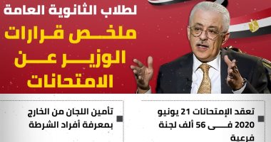 إنفوجراف.. 7 قرارات لوزير التعليم بشأن امتحانات الثانوية فى 21 يوينو الجارى