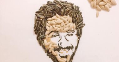 صور.. فتاة تبدع فى رسم أحمد حلمى بـ"اللب"