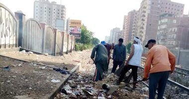 حى ثان المحلة يشن حملات رفع تراكمات القمامة الملقاة بفتحات السكة الحديد.. صور