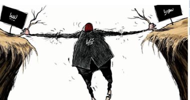 كاريكاتير صحيفة سعودية.. أطماع الديكتاتور العثمانى.. والسقوط فى الهاوية