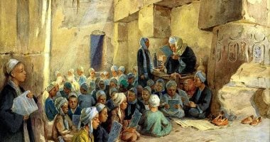 100 لوحة عالمية.. "كُتَّاب فى حضن المعبد" حوار الحضارات فى مصر 