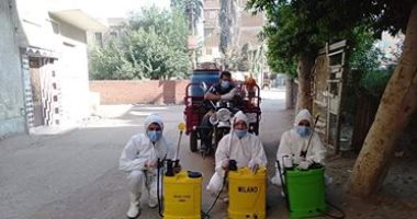 للوقاية من كورونا.. تطهير قرية الماى مركز شبين الكوم بمحافظة المنوفية