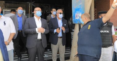 محافظ بنى سويف يتفقد الانهيار الجزئى لعقار بحى مقبل