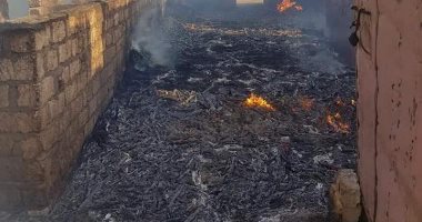نفوق 15 رأس ماشية وماعز فى حريق بحظيرة بقرية القصر بالداخلة