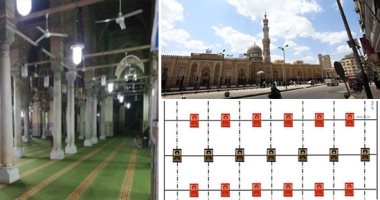نقل صلاة الجمعة من مسجد السيدة زينب.. 20 مصليا يؤدون الصلاة بالإجراءات الاحترازية.. غلق دورات المياه وترك مسافات لا تقل عن متر ونصف بين كل مصلى وارتداء الكمامات.. و"أدب المحن والأدب مع الله والخلق" موضوع الخطبة