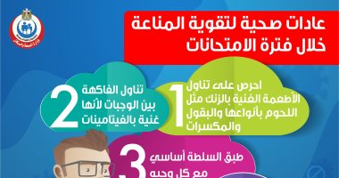 الصحة تنصح بـ5 عادات مهمة لتقوية مناعة طلاب الثانوية العامة خلال الامتحانات