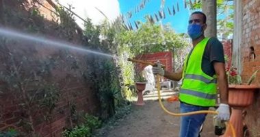 شباب قرية داود الفقى بكفرالشيخ يواجهون فيروس كورونا بتعقيم الشوارع والمنازل