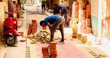 رصف شوارع قرية محلة مرحوم فى طنطا بالجهود الذاتية
