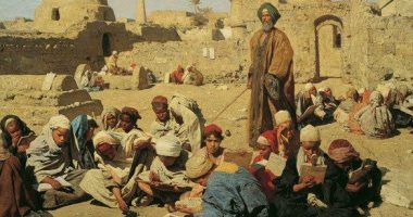 100 لوحة عالمية.. "مدرسة فى الصعيد" البحث عن العلم بين المقابر 