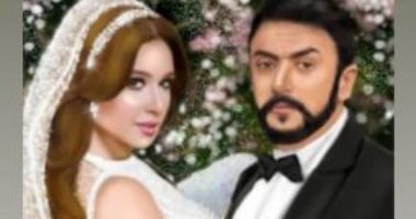 ياسمين عبد العزيز بفستان الزفاف مع أحمد العوضى فى صورة فوتوشوب